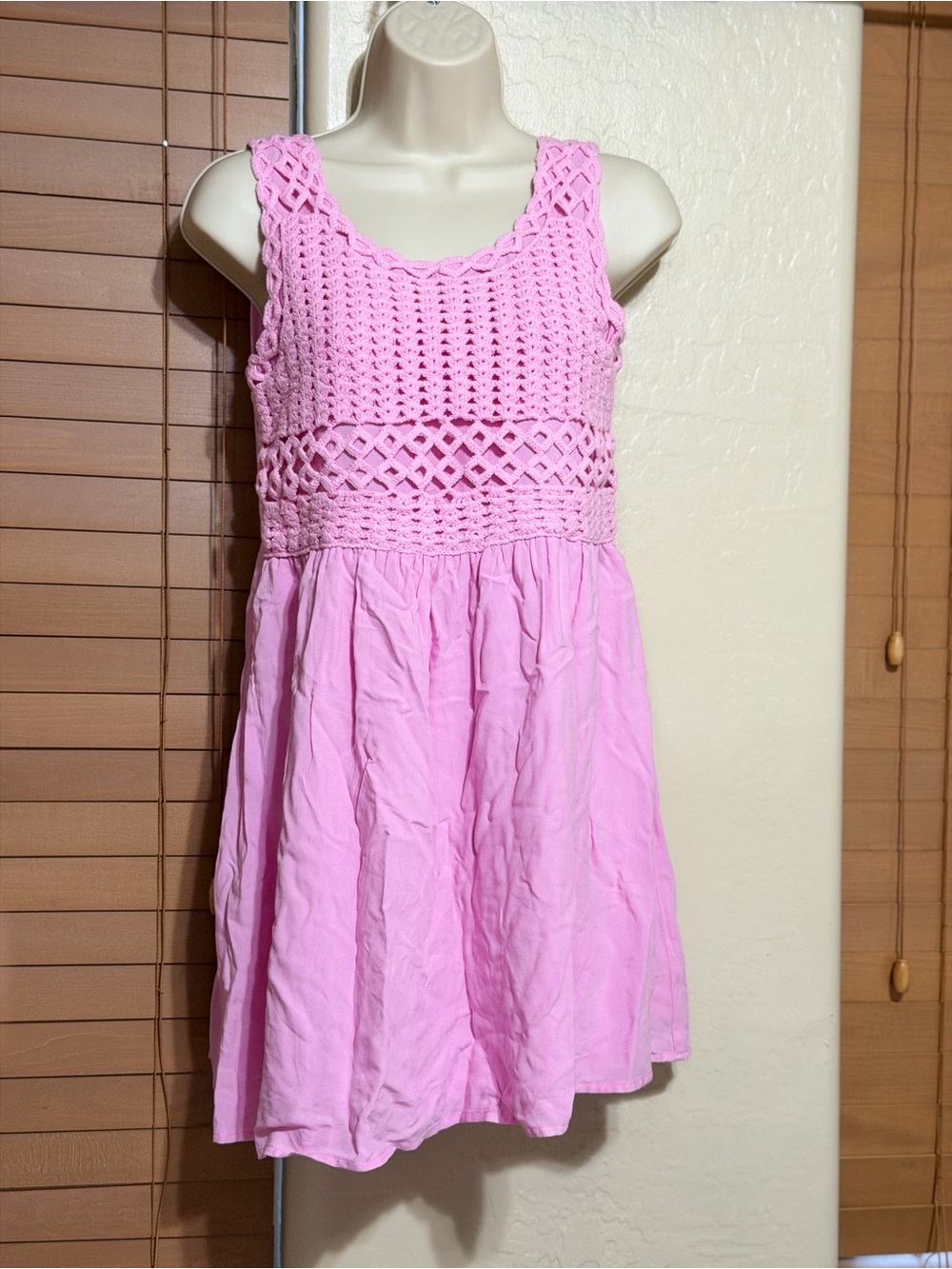 love, Fire Pink Crochet Bodice Sundress